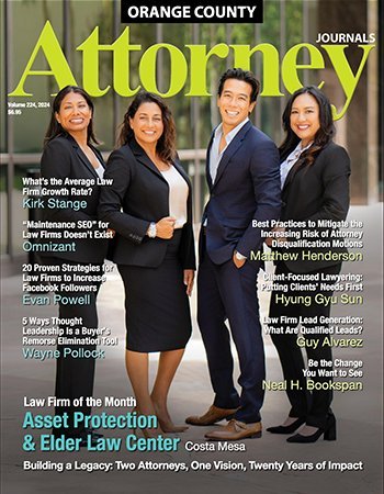 The cover of Attorney Journal Orange County, 2024, naming the Asset Protection & Elder Law Center its Law Firm of the Month.
